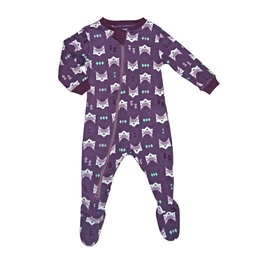 【ZippyJamz】有機棉寶寶拉鍊連身服 紫色狐狸